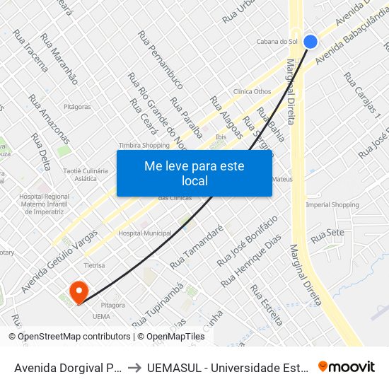 Avenida Dorgival Pinheiro De Sousa, 26 (B/C) to UEMASUL - Universidade Estadual da Região Tocantina do Maranhão map