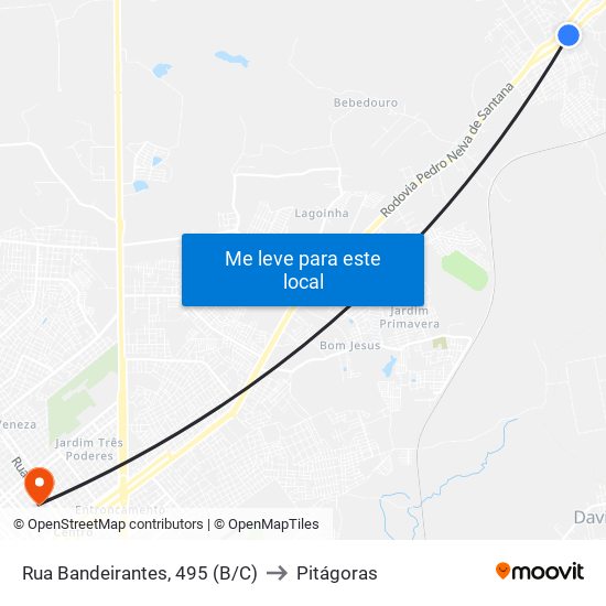 Rua Bandeirantes, 495 (B/C) to Pitágoras map