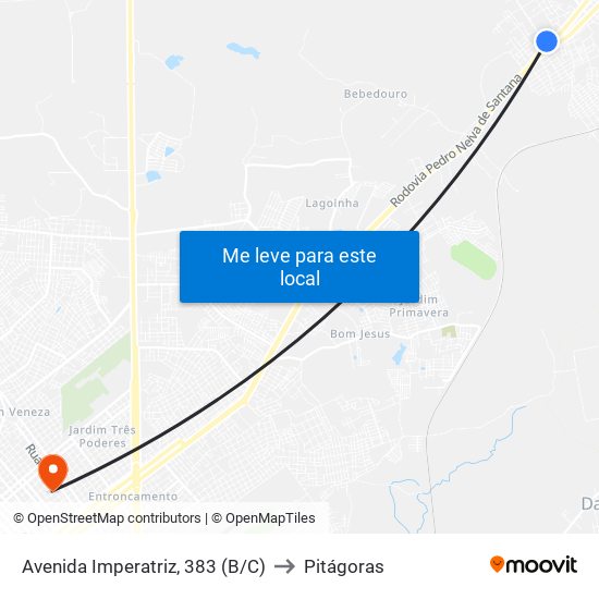Avenida Imperatriz, 383 (B/C) to Pitágoras map
