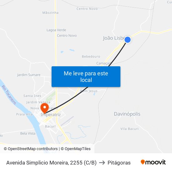Avenida Simplicio Moreira, 2255 (C/B) to Pitágoras map