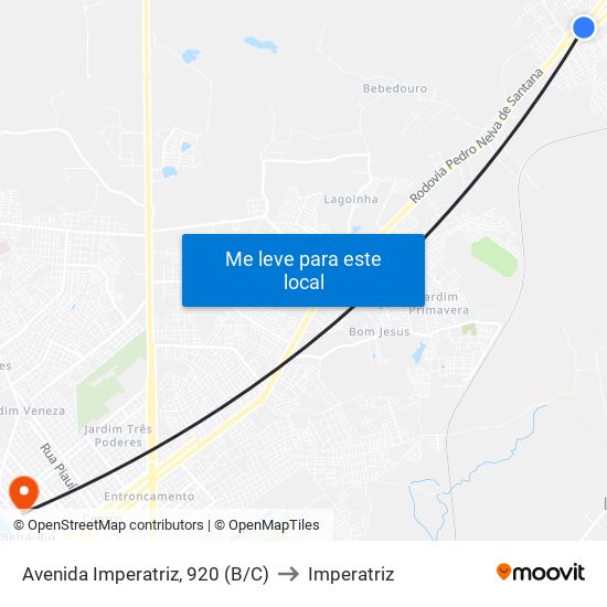 Avenida Imperatriz, 920 (B/C) to Imperatriz map