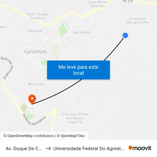 Av. Duque De Caxias, 759 to Universidade Federal Do Agreste De Pernambuco map