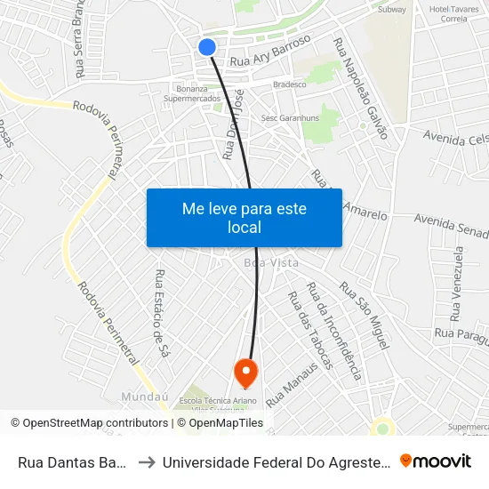 Rua Dantas Barreto, 236 to Universidade Federal Do Agreste De Pernambuco map