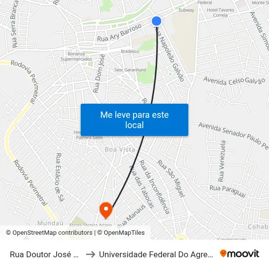 Rua Doutor José Mariano, 522 to Universidade Federal Do Agreste De Pernambuco map