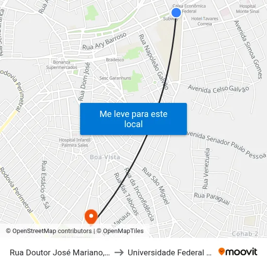 Rua Doutor José Mariano, 826 | Colégio XV De Novembro to Universidade Federal Do Agreste De Pernambuco map
