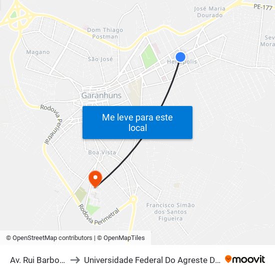 Av. Rui Barbosa, 924 to Universidade Federal Do Agreste De Pernambuco map