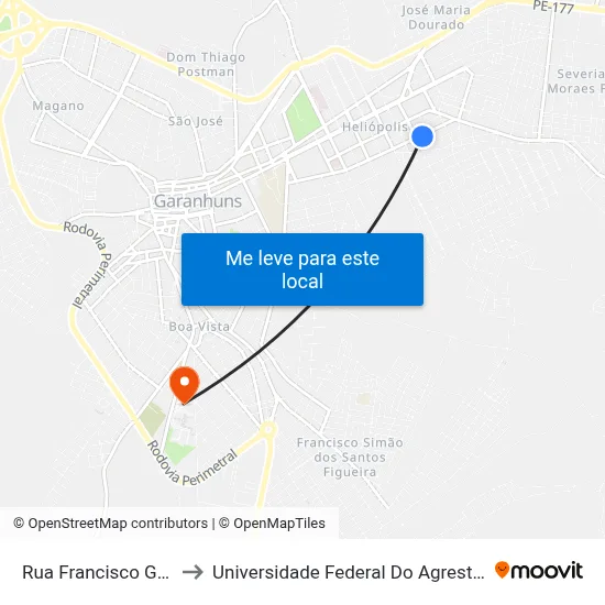 Rua Francisco Gueiros, 249 to Universidade Federal Do Agreste De Pernambuco map