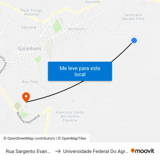 Rua Sargento Evandro Marcílio, 326 to Universidade Federal Do Agreste De Pernambuco map