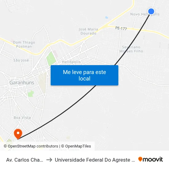 Av. Carlos Chagas, S/N to Universidade Federal Do Agreste De Pernambuco map