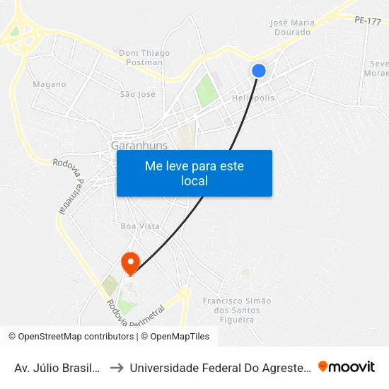 Av. Júlio Brasileiro, 1117 to Universidade Federal Do Agreste De Pernambuco map