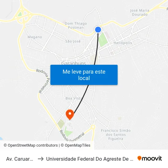 Av. Caruaru, 676 to Universidade Federal Do Agreste De Pernambuco map