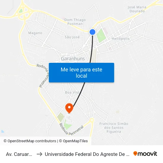 Av. Caruaru, 515 to Universidade Federal Do Agreste De Pernambuco map