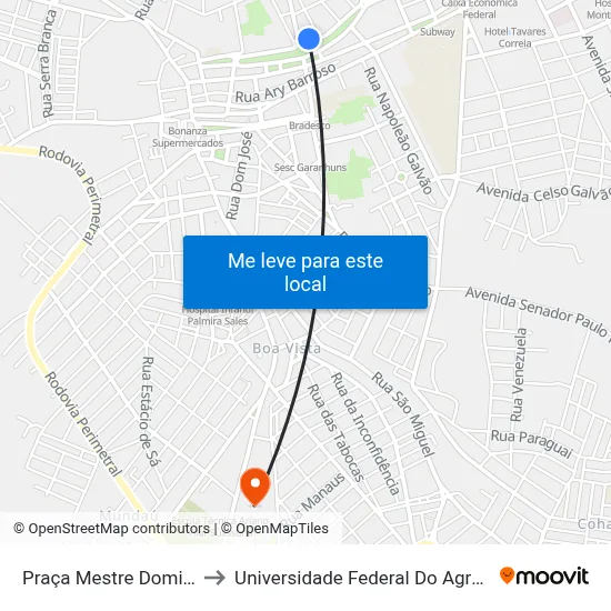 Praça Mestre Dominguinhos, 101 to Universidade Federal Do Agreste De Pernambuco map