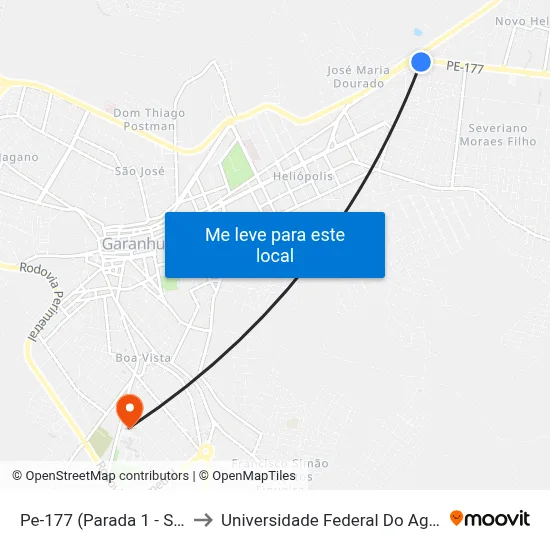 Pe-177 (Parada 1 - Sentido Subúrbio) to Universidade Federal Do Agreste De Pernambuco map
