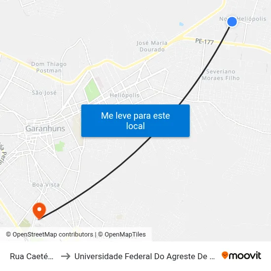 Rua Caetés, 154 to Universidade Federal Do Agreste De Pernambuco map
