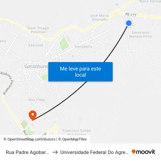 Rua Padre Agobar Valença, 850 to Universidade Federal Do Agreste De Pernambuco map