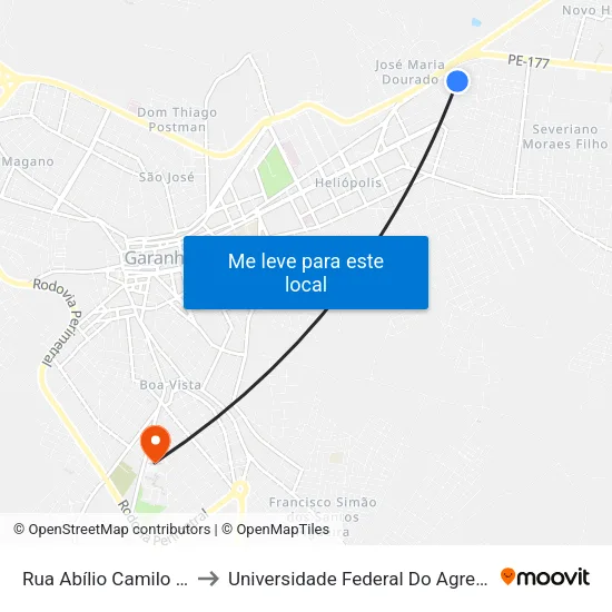 Rua Abílio Camilo Valença, 474 to Universidade Federal Do Agreste De Pernambuco map