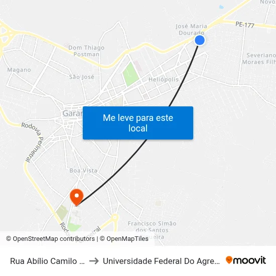 Rua Abílio Camilo Valença, 245 to Universidade Federal Do Agreste De Pernambuco map