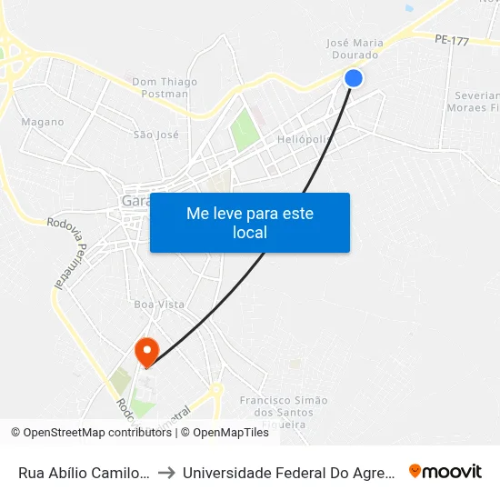 Rua Abílio Camilo Valença, 45 to Universidade Federal Do Agreste De Pernambuco map