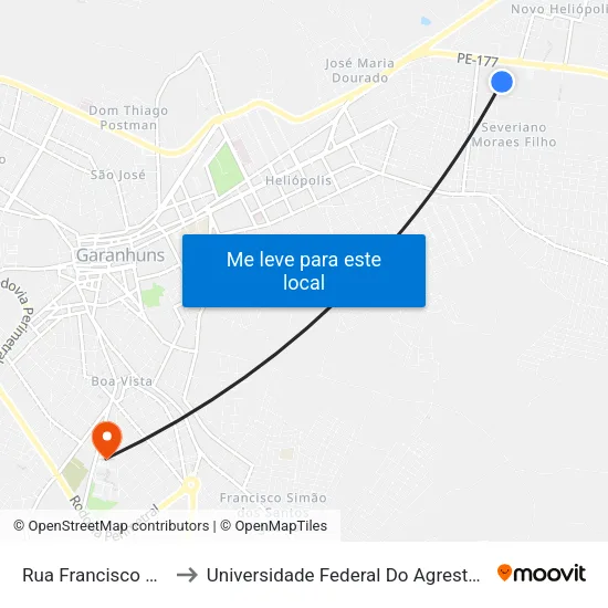 Rua Francisco Braga, 727 | Ifpe to Universidade Federal Do Agreste De Pernambuco map