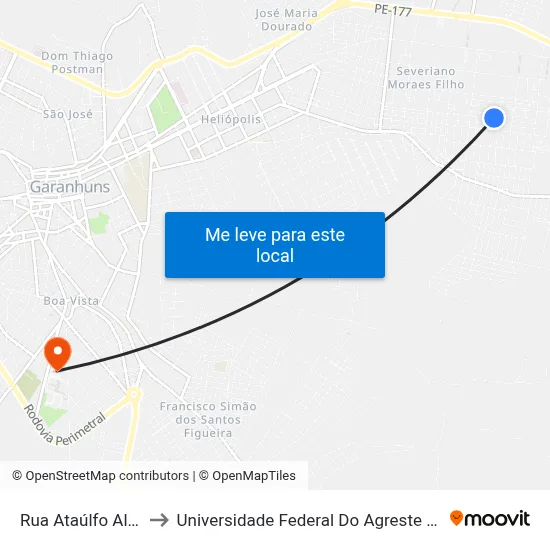 Rua Ataúlfo Alves, 213 to Universidade Federal Do Agreste De Pernambuco map