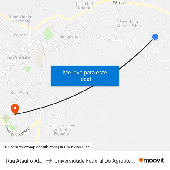 Rua Ataúlfo Alves, 271 to Universidade Federal Do Agreste De Pernambuco map