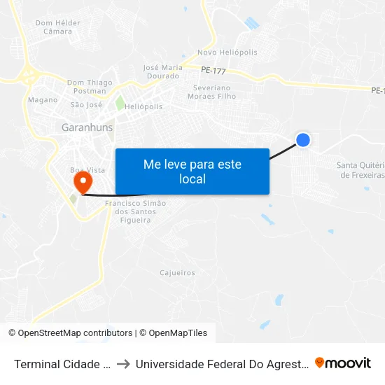 Av. Cidade Das Flores to Universidade Federal Do Agreste De Pernambuco map
