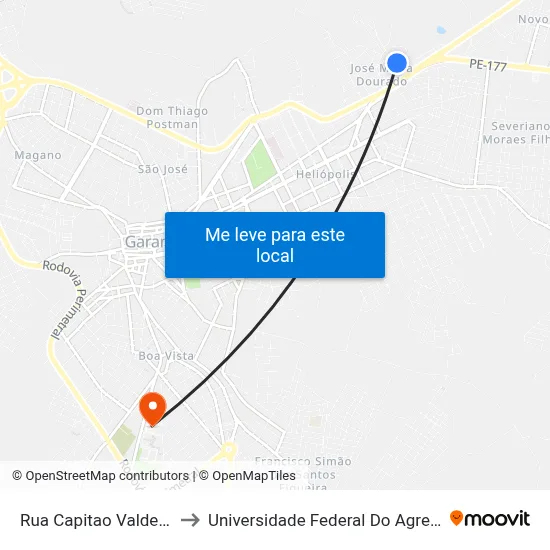 Rua Capitao Valdemar Viana, 90 to Universidade Federal Do Agreste De Pernambuco map