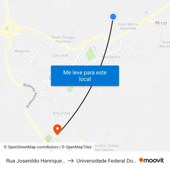 Rua Josenildo Henrique Saraiva Dos Santos, 726 to Universidade Federal Do Agreste De Pernambuco map