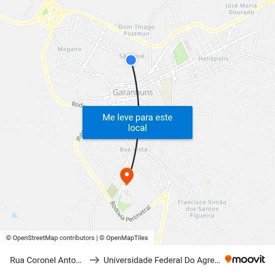 Rua Coronel Antonio Souto, 369 to Universidade Federal Do Agreste De Pernambuco map