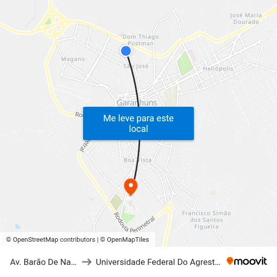 Av. Barão De Nazaré, 1415 to Universidade Federal Do Agreste De Pernambuco map