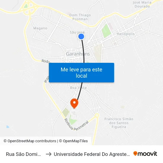 Rua São Domingos, 214 to Universidade Federal Do Agreste De Pernambuco map