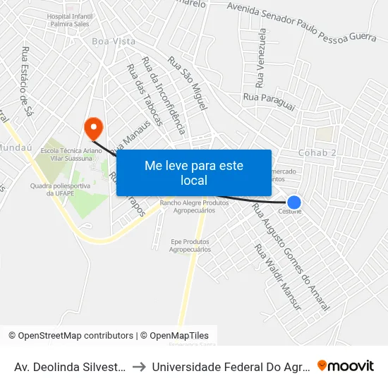 Av. Deolinda Silvestre Valença, 205 to Universidade Federal Do Agreste De Pernambuco map