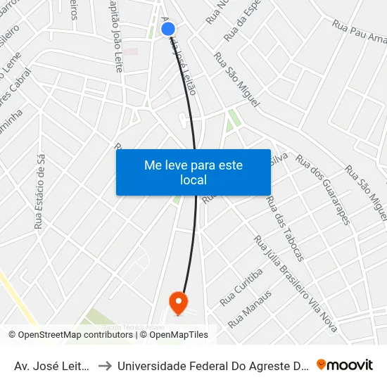 Av. José Leitão, 126 to Universidade Federal Do Agreste De Pernambuco map