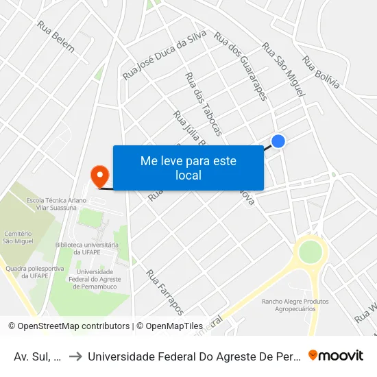 Av. Sul, 684 to Universidade Federal Do Agreste De Pernambuco map