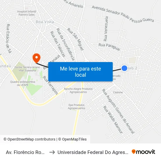 Av. Florêncio Rodrigues, 167 to Universidade Federal Do Agreste De Pernambuco map