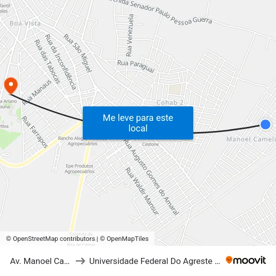 Av. Manoel Camelo, 71 to Universidade Federal Do Agreste De Pernambuco map