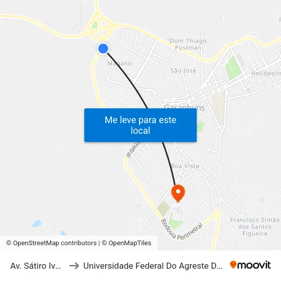 Av. Sátiro Ivo, 1087 to Universidade Federal Do Agreste De Pernambuco map