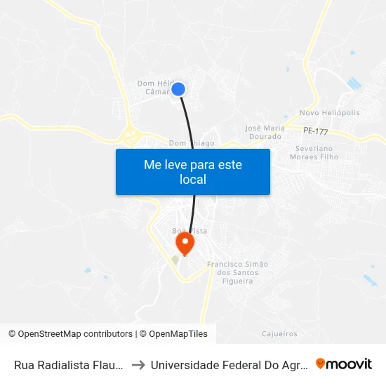 Rua Radialista Flauberto Elias, 475 to Universidade Federal Do Agreste De Pernambuco map