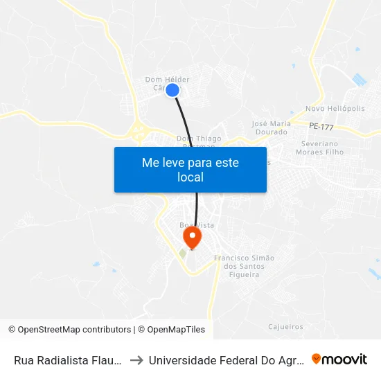 Rua Radialista Flauberto Elias, 120 to Universidade Federal Do Agreste De Pernambuco map