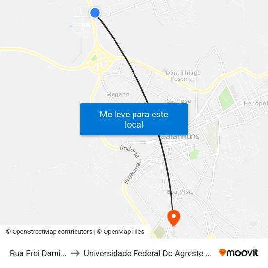Rua Frei Damião, 396 to Universidade Federal Do Agreste De Pernambuco map