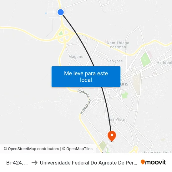 Br-424, 396 to Universidade Federal Do Agreste De Pernambuco map