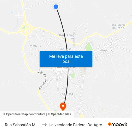 Rua Sebastião Moura Filho, 22 to Universidade Federal Do Agreste De Pernambuco map