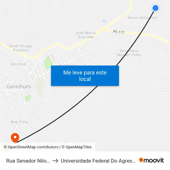 Rua Senador Nilo Coelho, 80 to Universidade Federal Do Agreste De Pernambuco map