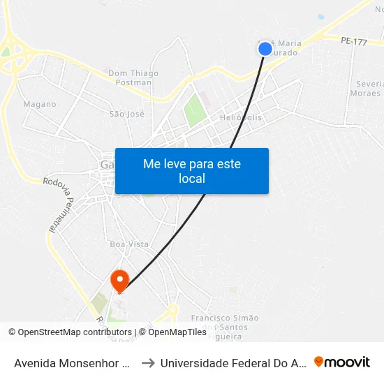 Avenida Monsenhor Arruda Câmara, 197 to Universidade Federal Do Agreste De Pernambuco map