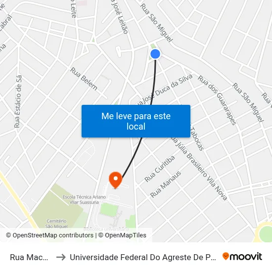 Rua Maceió, 1 to Universidade Federal Do Agreste De Pernambuco map