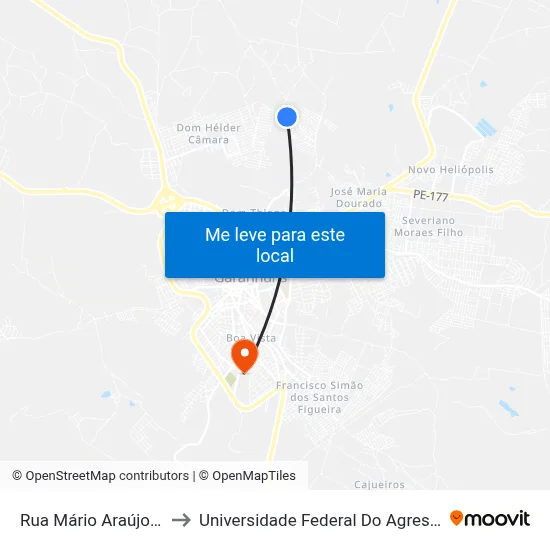 Rua Mário Araújo De Lima 97 to Universidade Federal Do Agreste De Pernambuco map