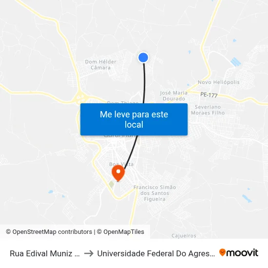 Rua Edival Muniz Barreto 165 to Universidade Federal Do Agreste De Pernambuco map