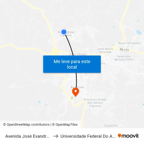 Avenida José Evandro Soâres Capito 423 to Universidade Federal Do Agreste De Pernambuco map