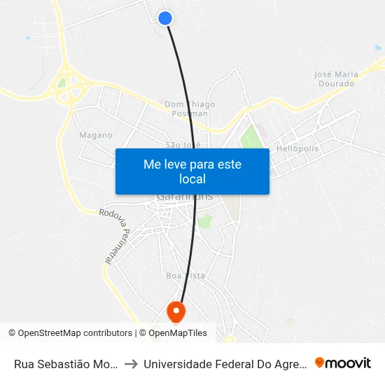 Rua Sebastião Moura Filho 200 to Universidade Federal Do Agreste De Pernambuco map